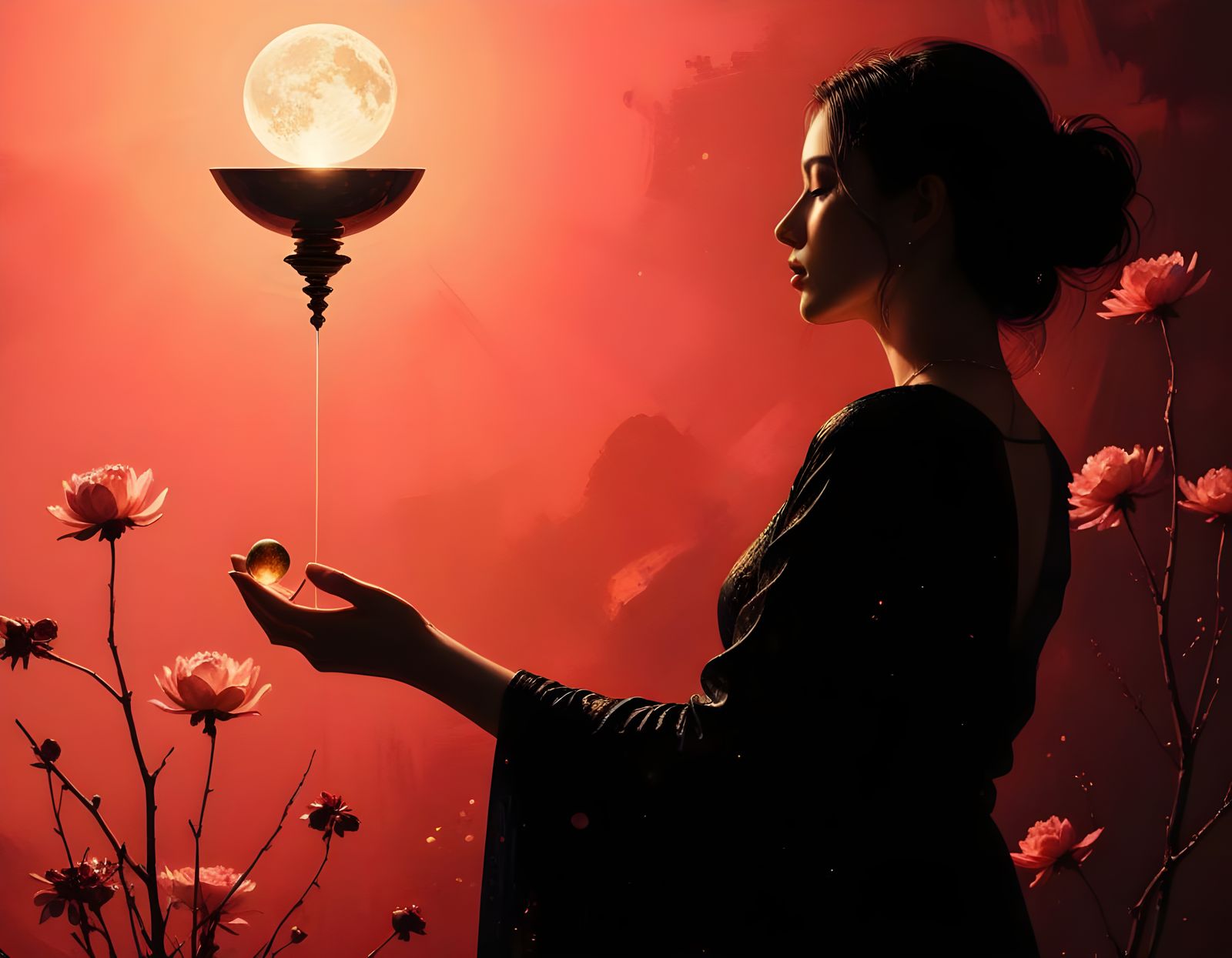 Blood Moon in Georges de La Tour Style