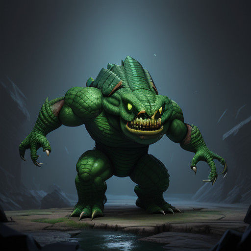 Hulking Creature in Dark Video Game Environment