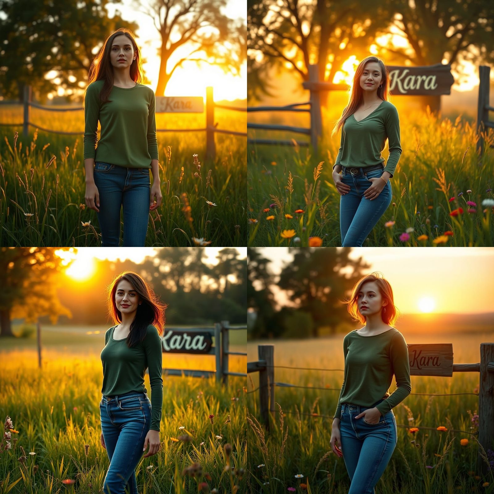 Sunset Meadow Portrait in Detailed Matte Painting Style
