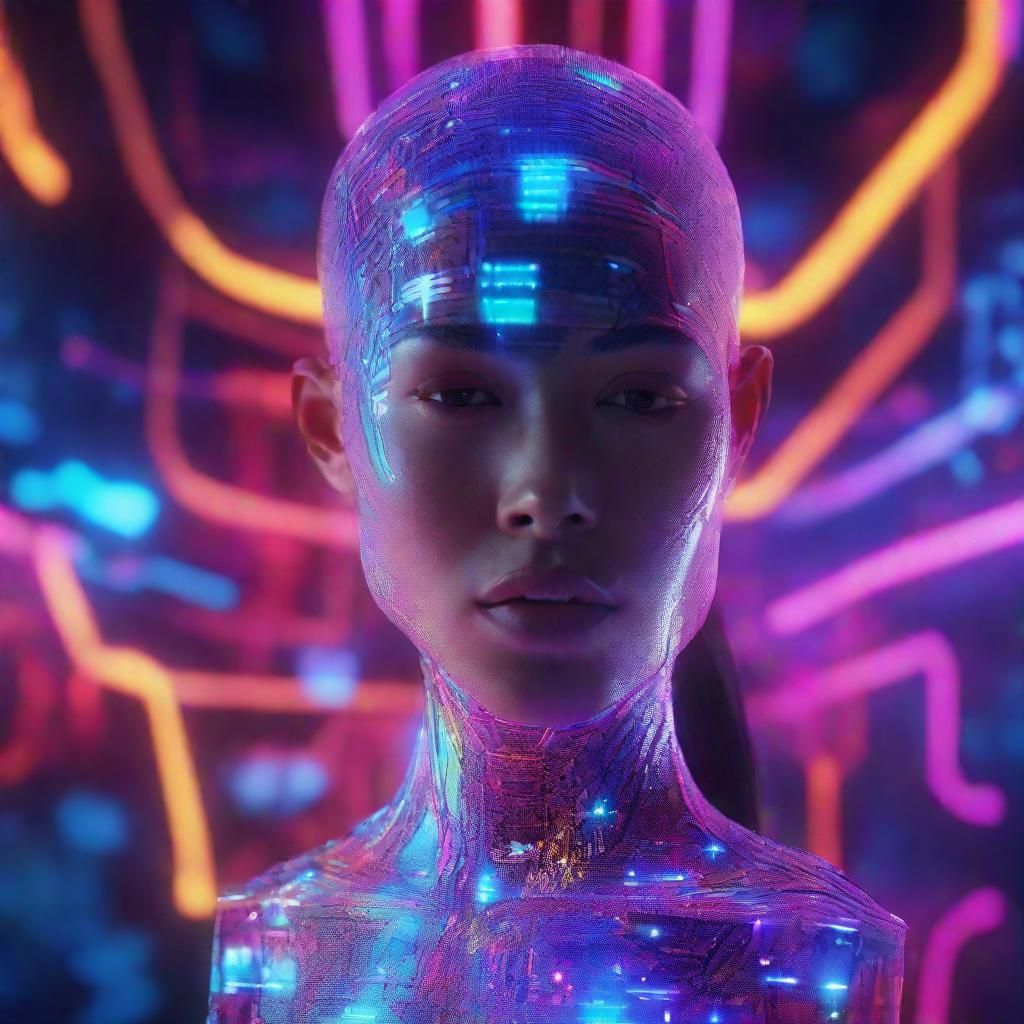 Hyperrealistic Hologram in Neon Colors