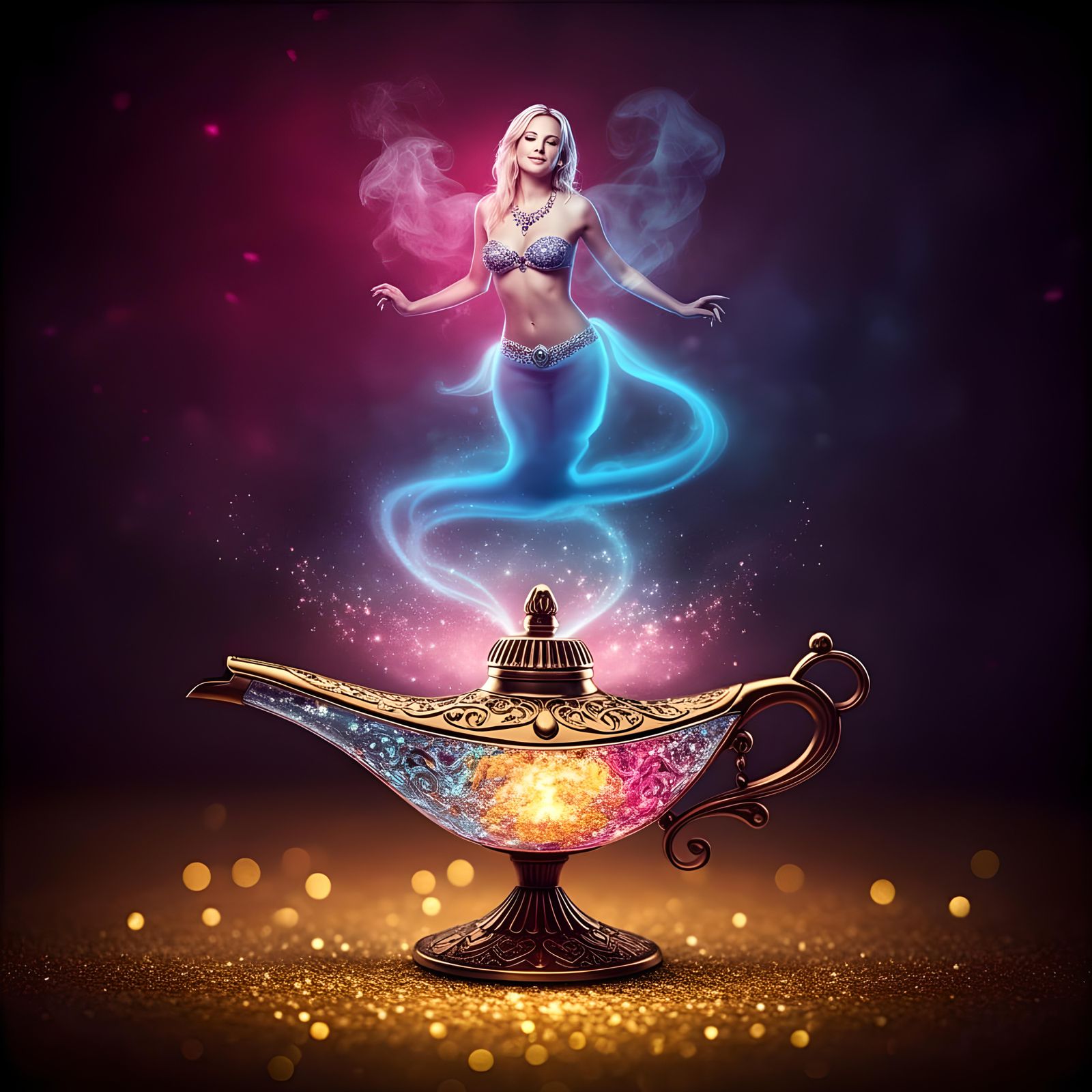 mHmm you made a wish for a georgous genie?   Magical genie in a lamp, genie in a bottle
