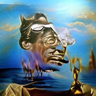Surreal Portrait of Sam Lightnin' Hopkins as Dali Painting