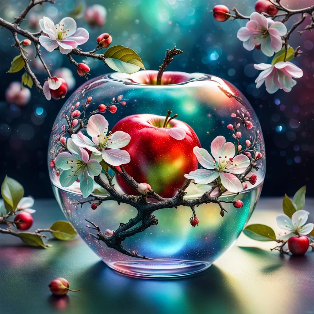Iridescence: A apple containing apple blossoms