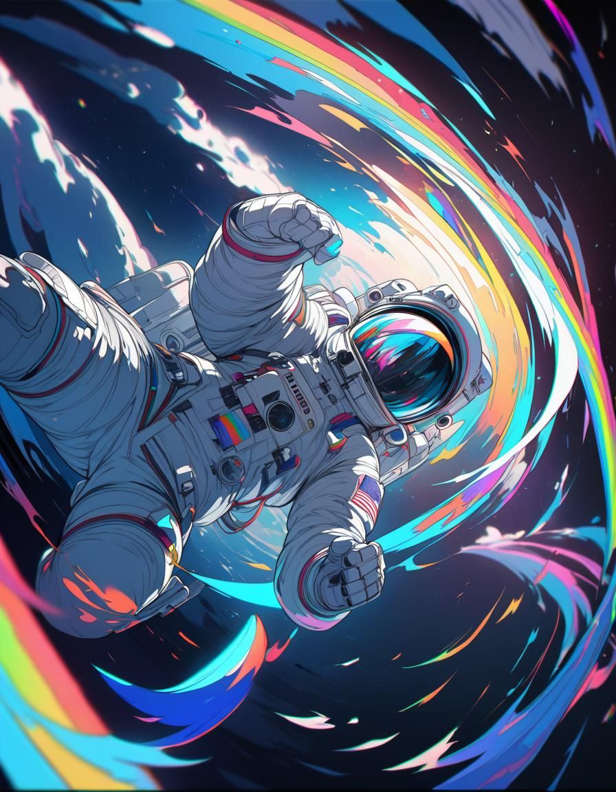 Astronaut in Space: Ligne Claire Art Style