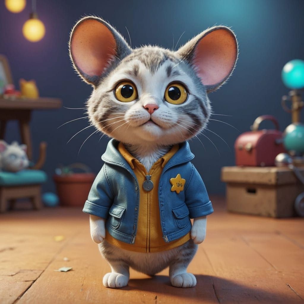 Adorable Cat Impostor in Pixar Style