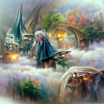 Gandalf in Ethereal Fantasy Landscape