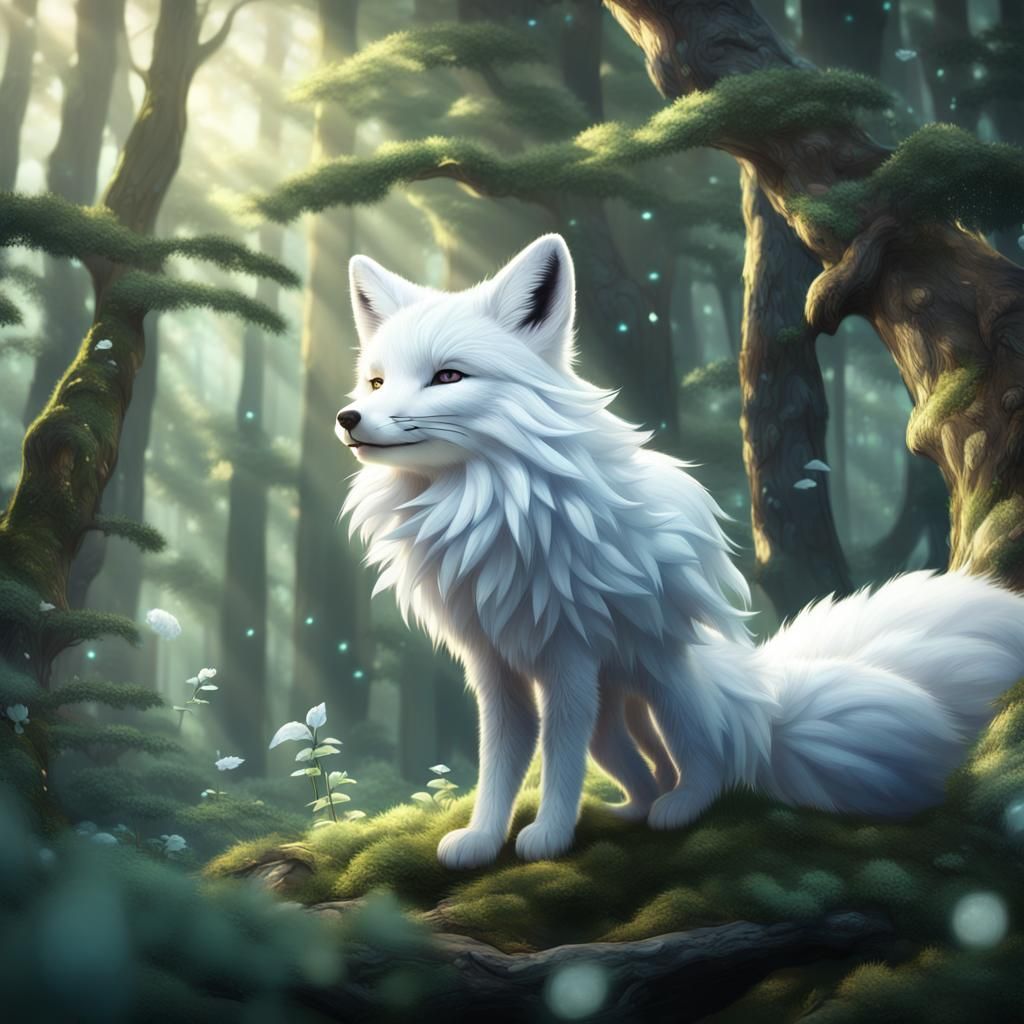 Wind Fox in Whimsical Forest: 3D Anime Art