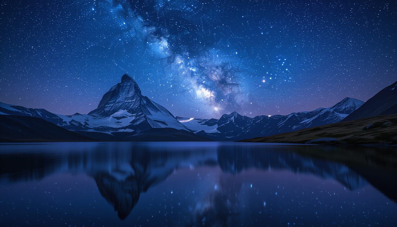 Starry Night Mirrored in Mountain Lake