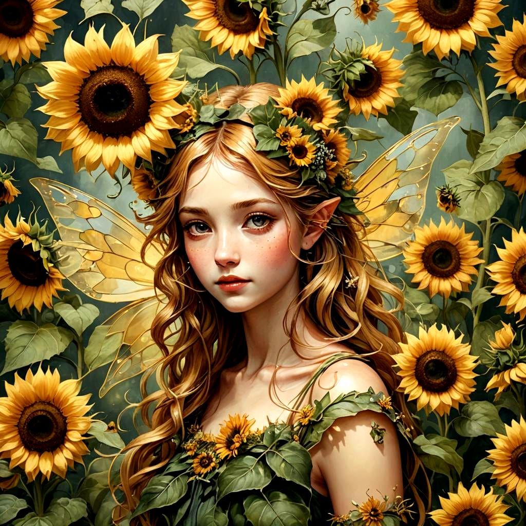 Whimsical Sunflower Fairy