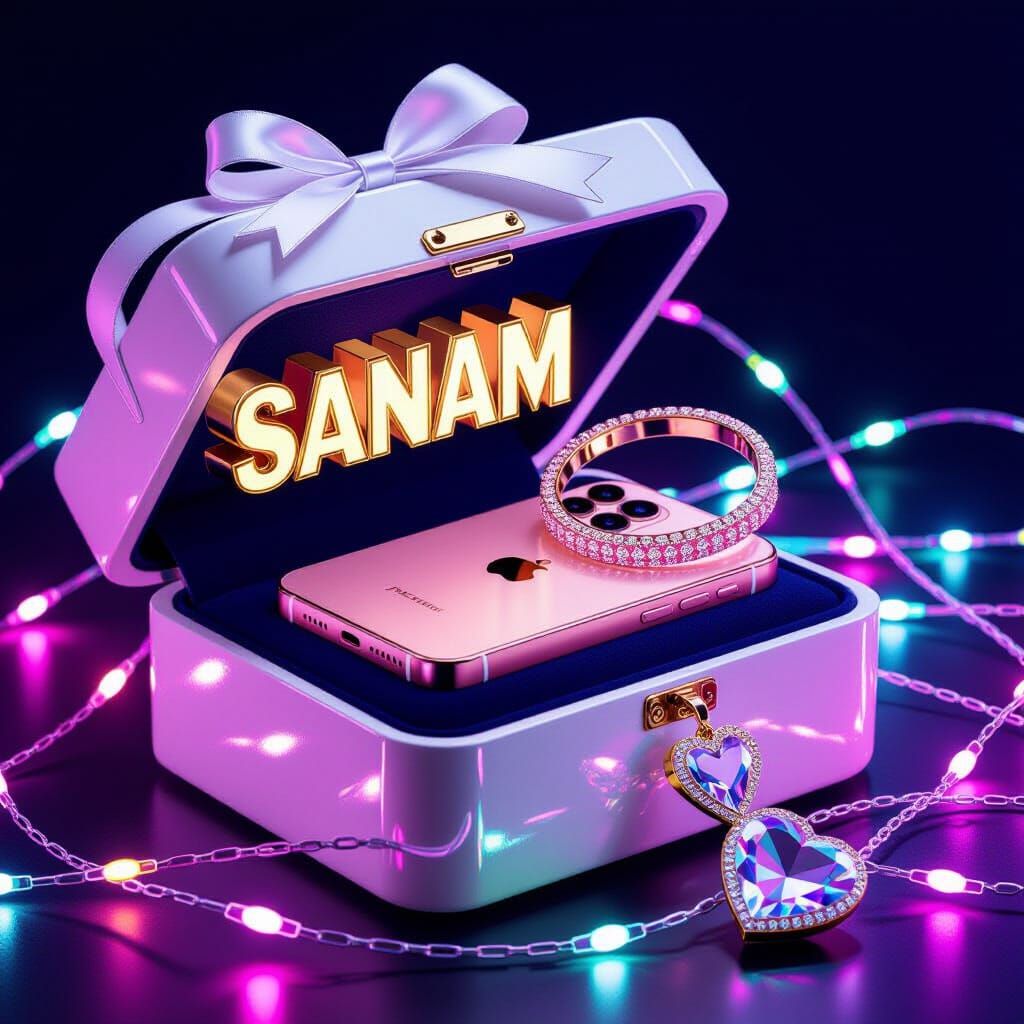 Luxury Gift Box with iPhone and Jewelry in 3D Render