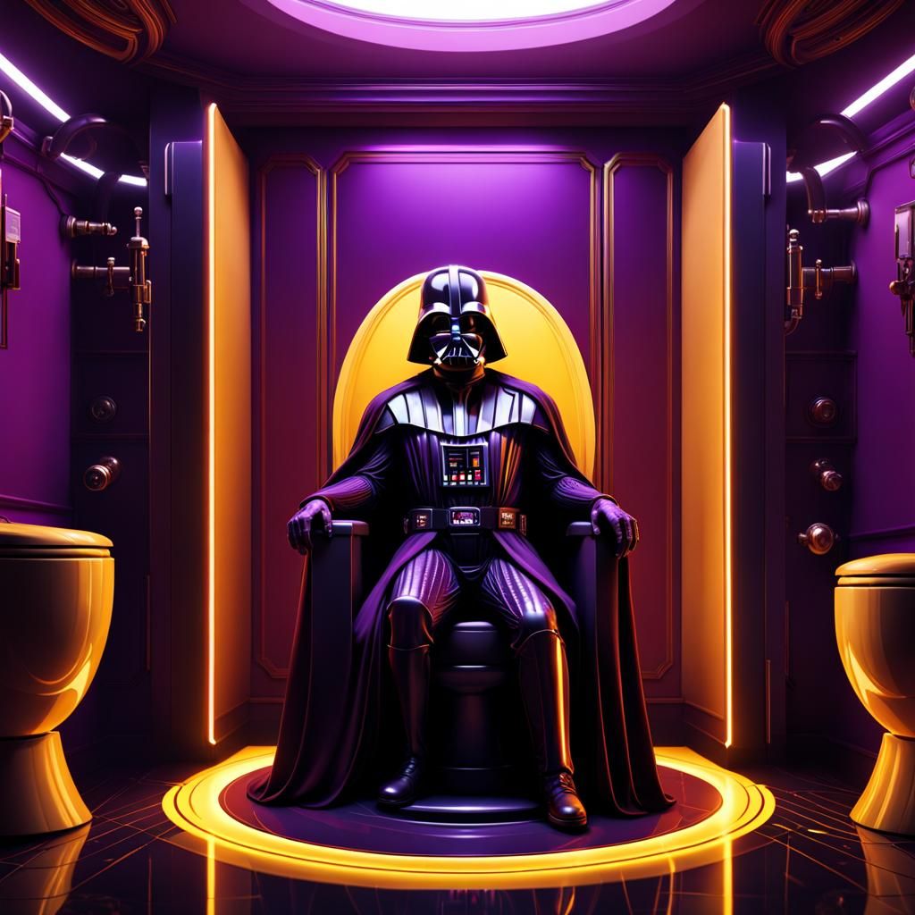 Black star toilet with darth vader