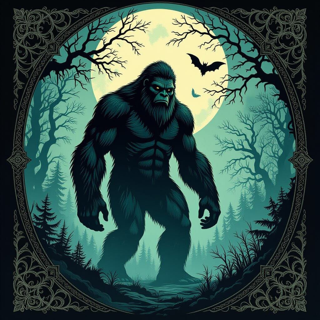 Gothic Cryptids in Mystical, Patterned Environments