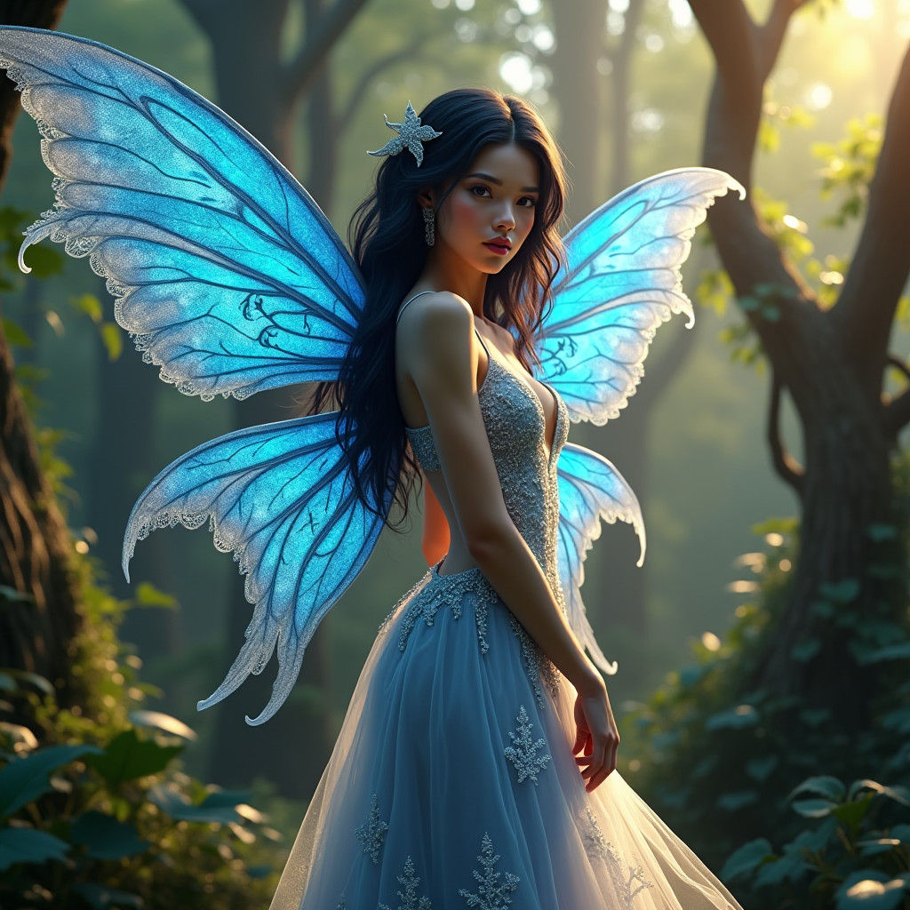 Fairy Born from Shadows in Mystical Forest