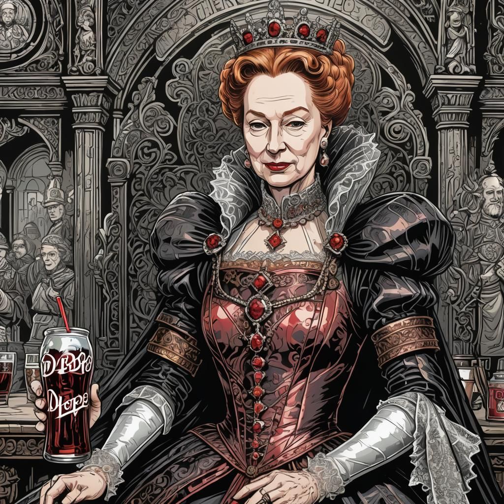 queen elizabeth I enjoying a dr pepper