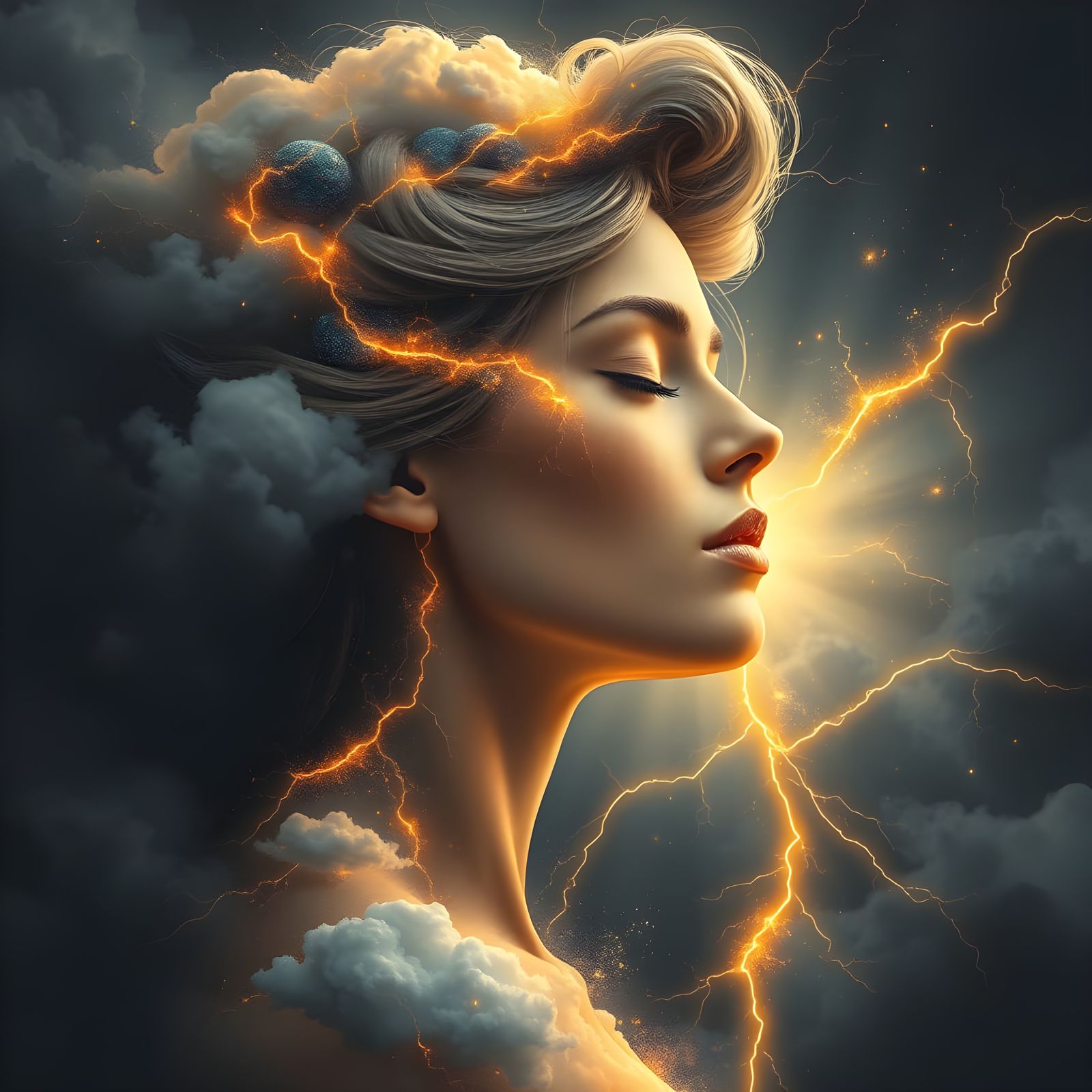 Serene Cosmic Goddess Radiates Ethereal Light