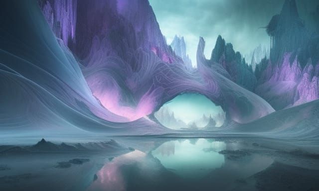 Eldritch Fractal Landscape in Digital Matte Painting