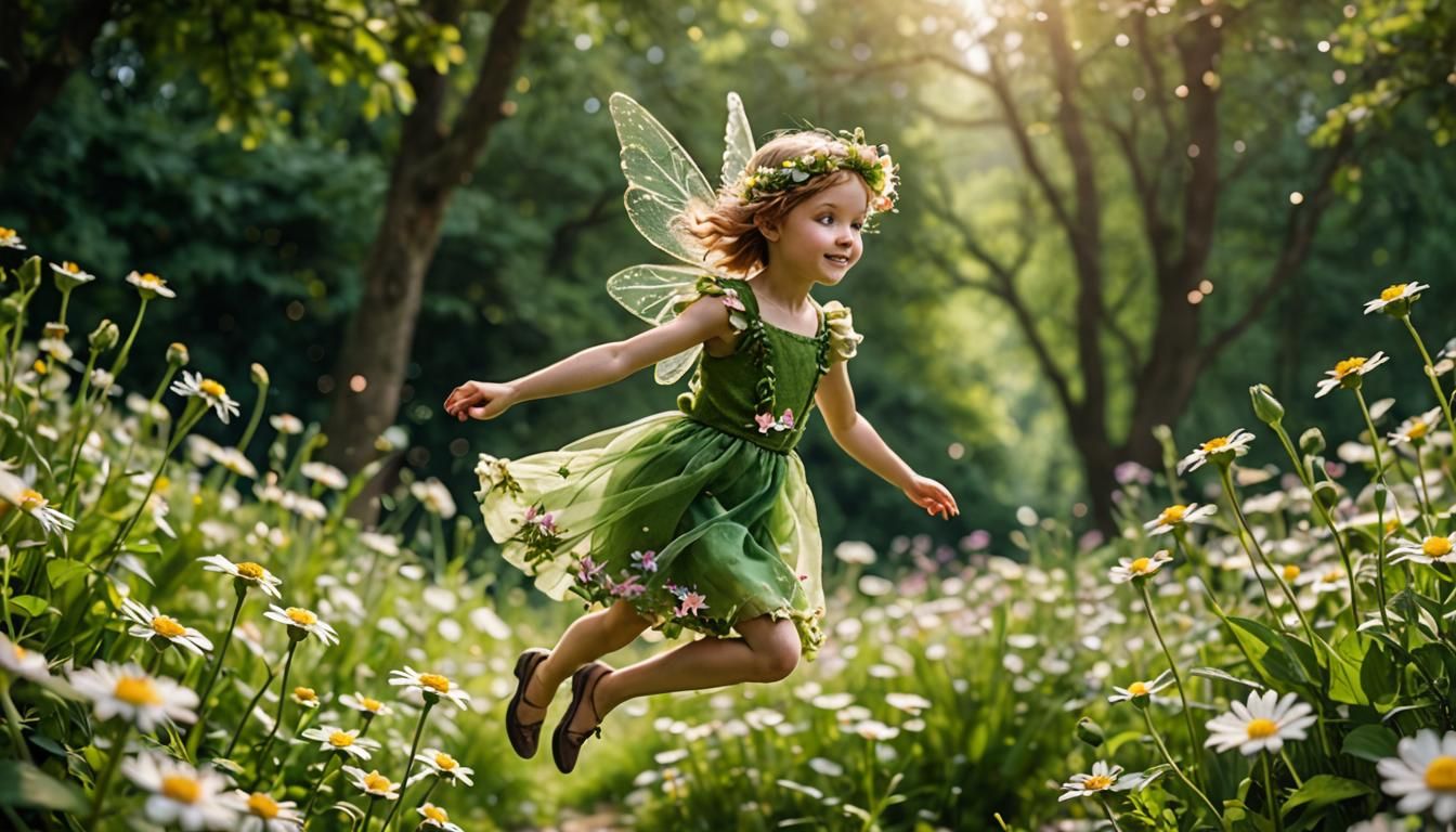 Flower Fairy in a Green Meadow