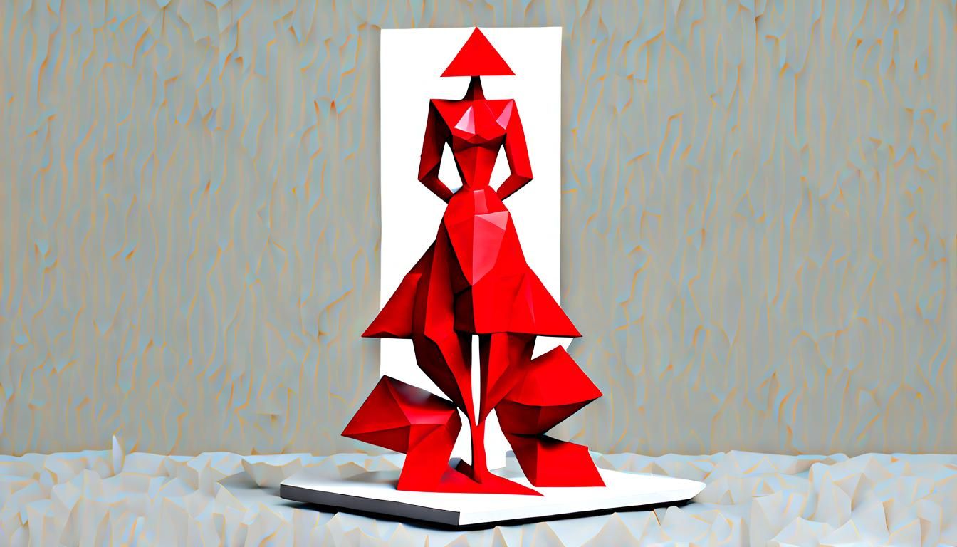 Polygon Cubism 3D Sculpture of Woman