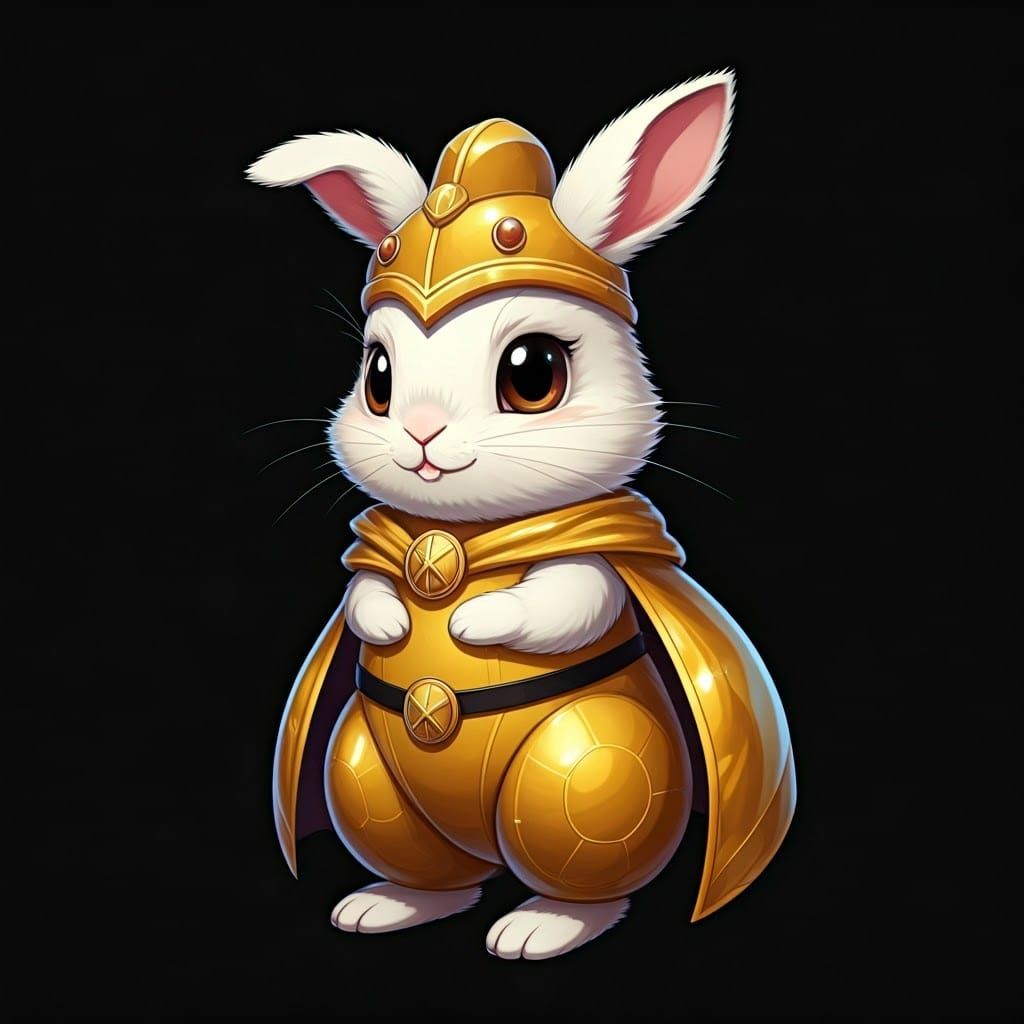 Rabbit in Goldorak Outfit, Anime Style