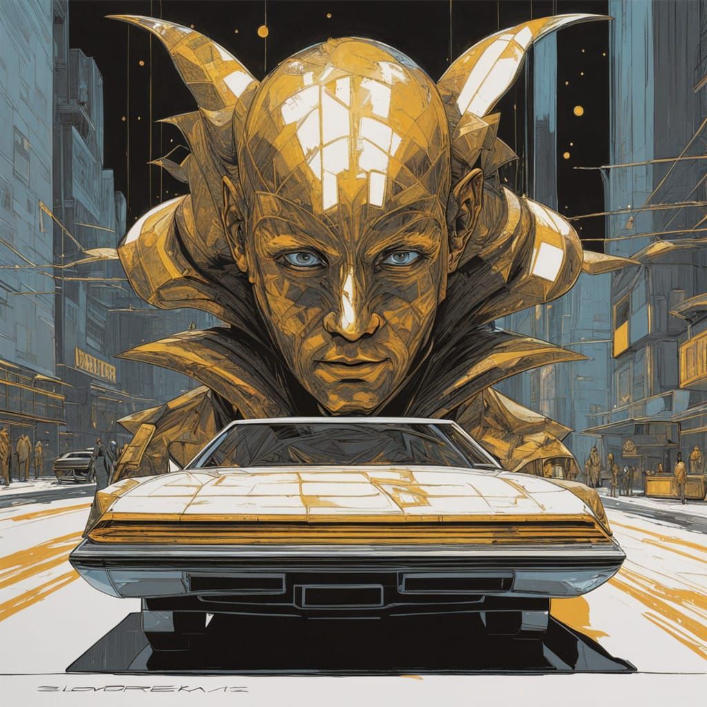 Cyberpunk Jester with Kintsugi Mask