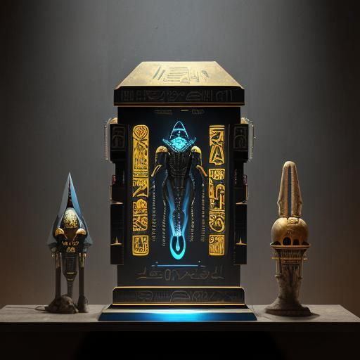 Cyberpunk Scarab Beetle in Ancient Egypt Style