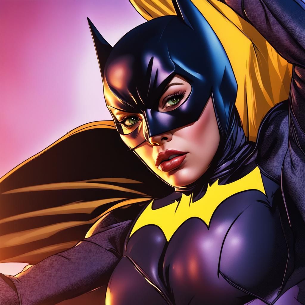 Hyperrealistic Batgirl Splash Art: Detailed and Dramatic