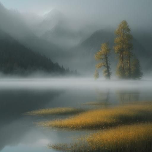 Ethereal Landscape with Lone Figure, Impressionistic Style