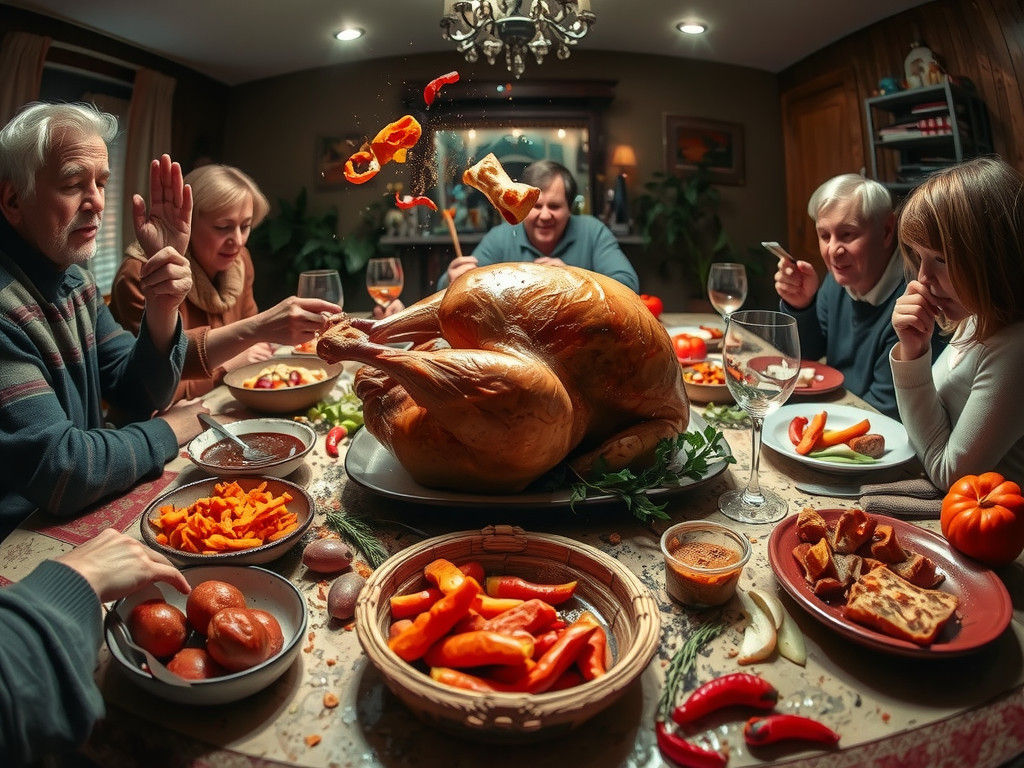 Festive Food Fight Captured in Watercolors