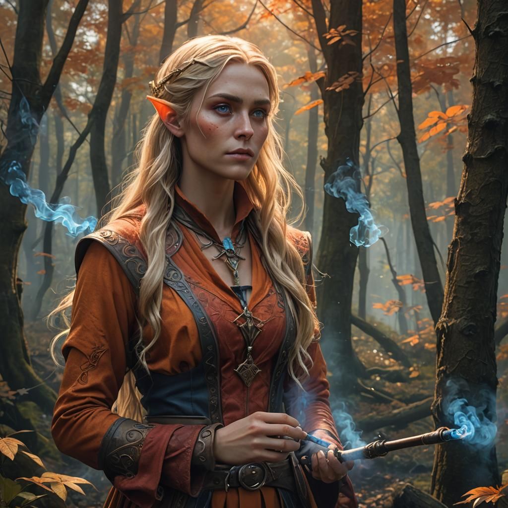 Androgynous Elf in Woods: Dark Fantasy Concept Art