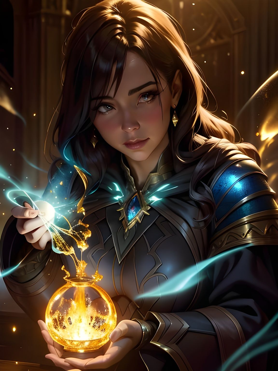 Fantasy Magic Caster in Oil Portrait Style