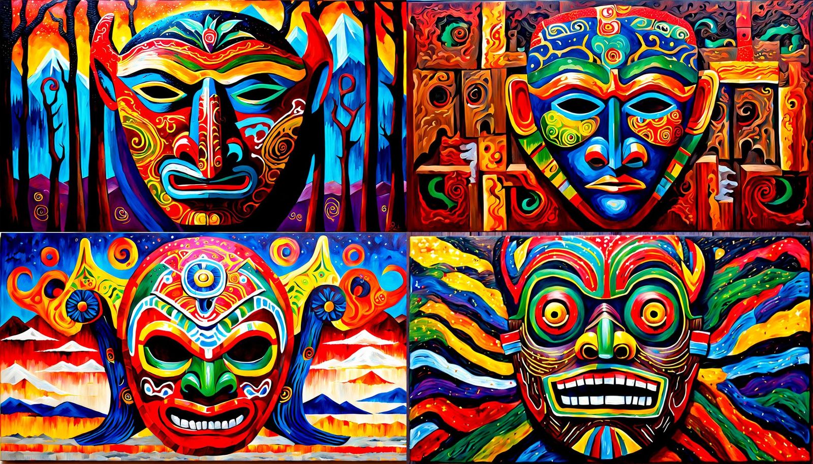 Yakamora: Colorful Acrylic Painting of Cursed Soul Mask