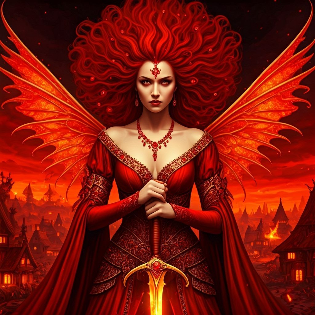 Fiery Ruby Queen in a Magical Forest