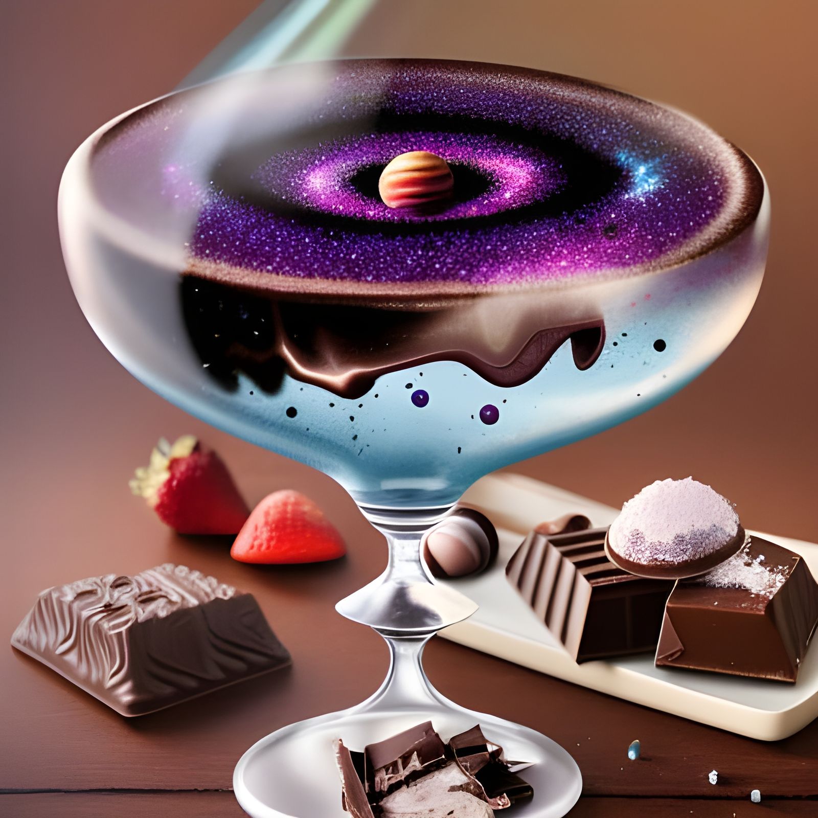 Galaxy Chocolate Pudding: Hyperdetailed Dessert Art
