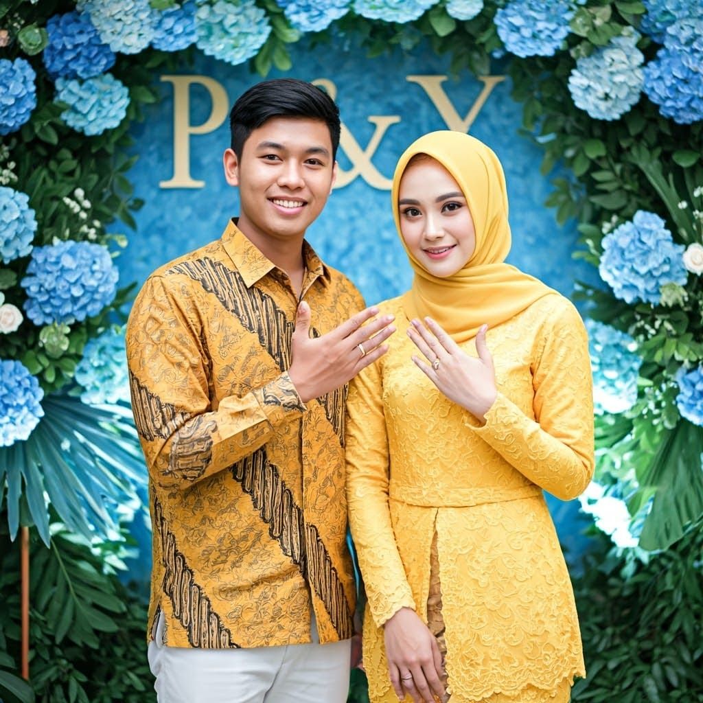 Korean Couple in Modern Kebaya Dress: Romantic Engagement