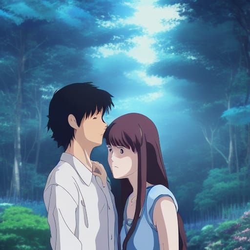 Emotional Anime Scene in Studio Ghibli Style