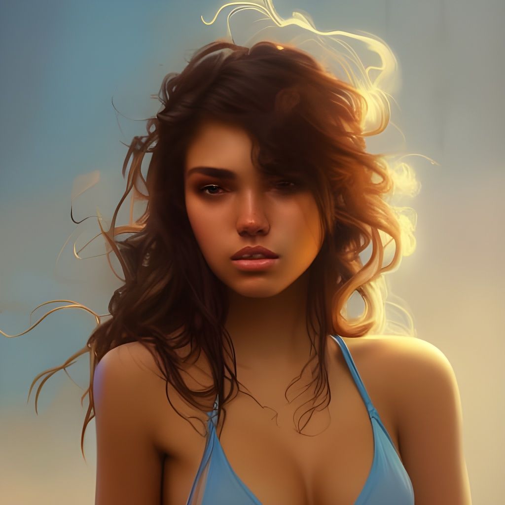 Latina Teen Portrait in Hyperdetailed Style