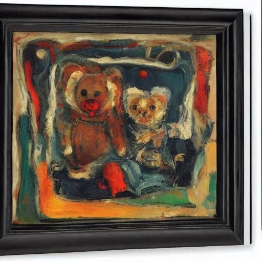 Mice Nesting in Teddy Bear, Expressionist Style