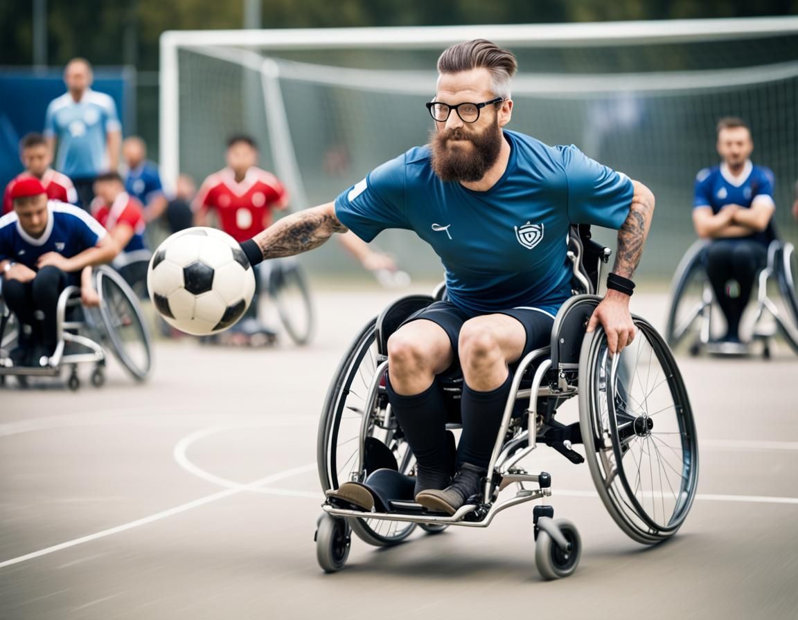 Wheelchair Soccer Action Shot in Sports Photography Style