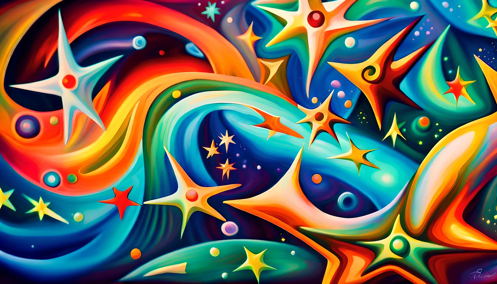 Iridescent Swirling Stars in Electro-Magnetic Plasma, Impast...