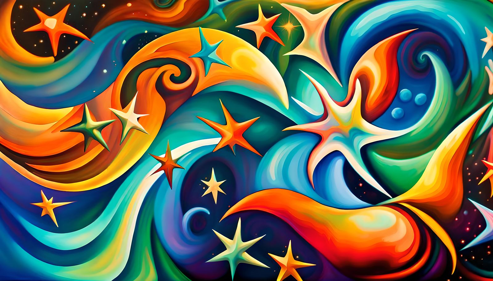 Iridescent Stars Swirling in Electro-Magnetic Maelstrom as I...