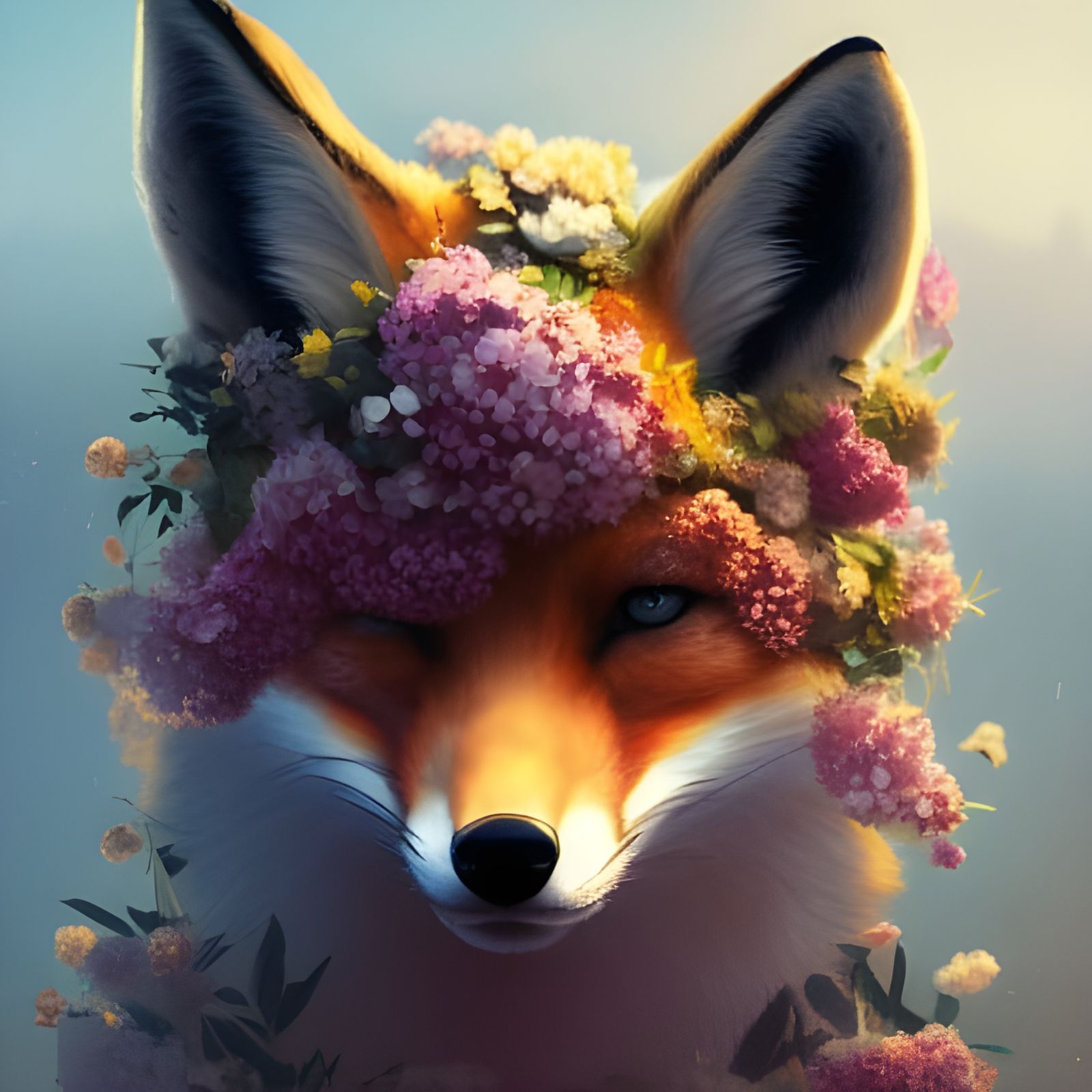 Fox Covered in Flowers: Fantasy Concept Art