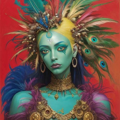 Exotic Woman Portrait in Surrealist Style