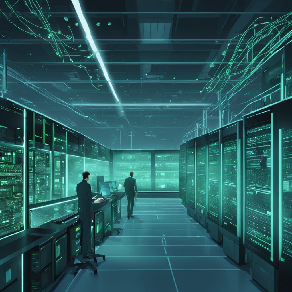 Futuristic Computer Room in High-Tech Company