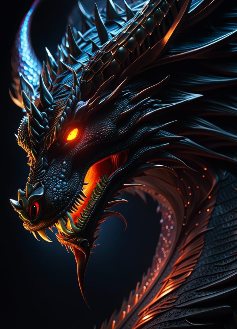 Detailed Dragon in Hyperrealism with Moody Lighting