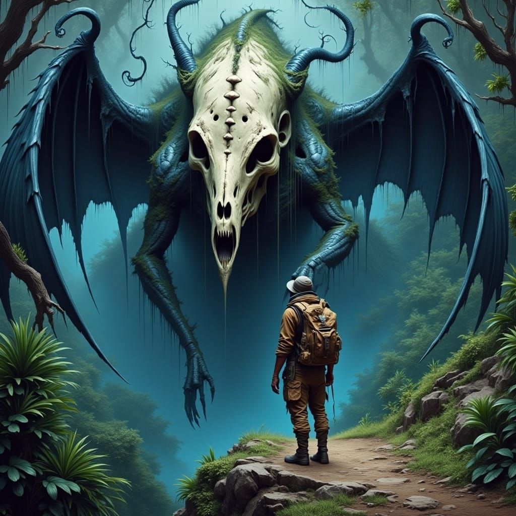 Eerie Dragon Soaring in a Mystical Realm