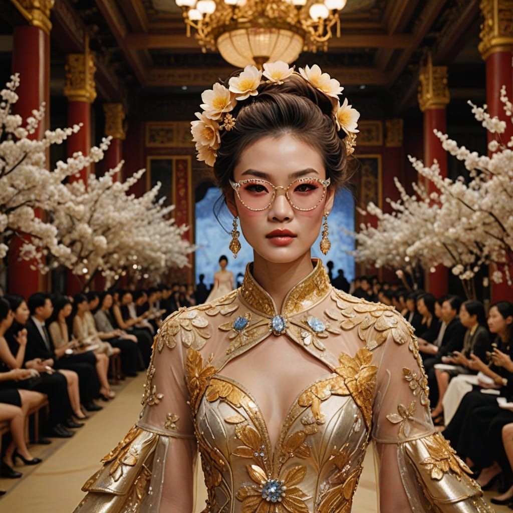 Elegant Models Strut Luxury Wedding Gowns and Accessories on...