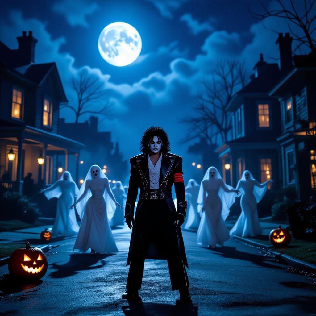 Halloween Night Thriller Dance Party in Eerie Moonlight