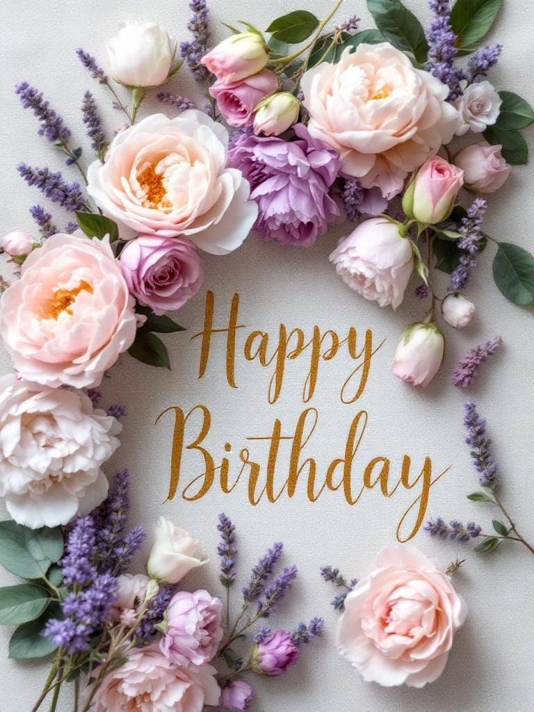 Floral Birthday Arrangement with Peonies and Roses