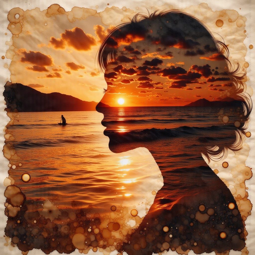 Hawaiian Sunset Pinup Double Exposure