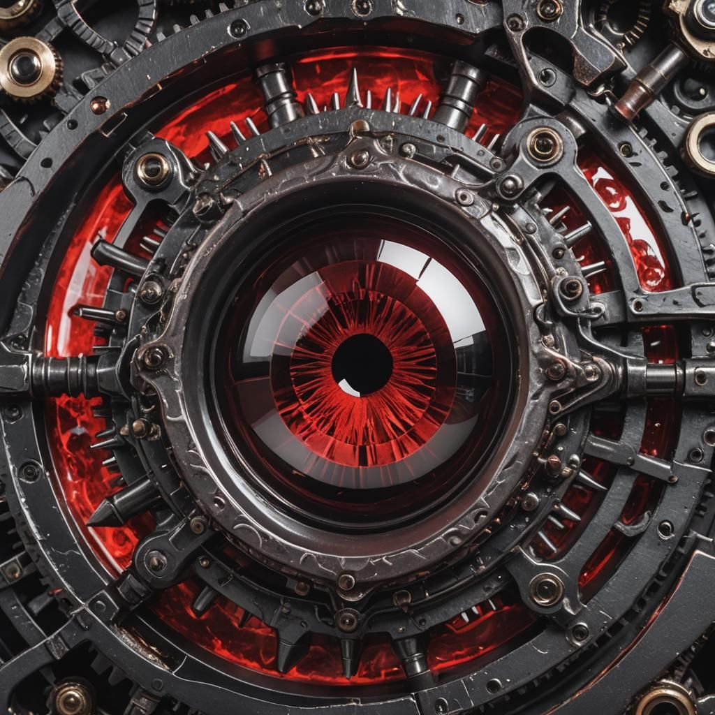 Steampunk Eye of Volcanic Glass Close-up